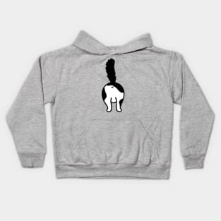 cat butt black and white wth fluffy tail Kids Hoodie